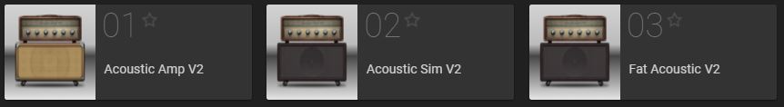 Screenshot of acoustic amp models in BIAS FX 2