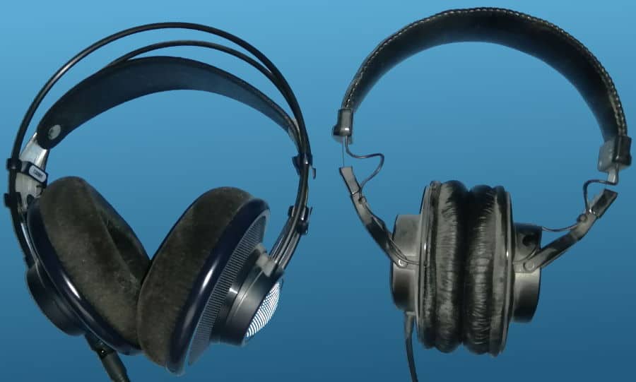 Photo of AKG-702 reference headphones and Sony MDR-7506 headphones side by side