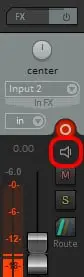 Screenshot of the monitoring button for a track in Reaper