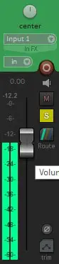 Screenshot of a correct recording input level in a DAW