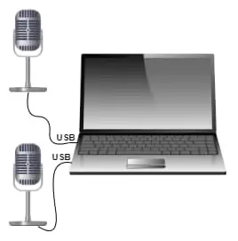 Diagram of 2 USB microphones connected to a computer