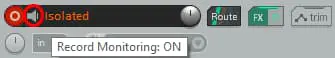 Screenshot of the monitoring button in Reaper