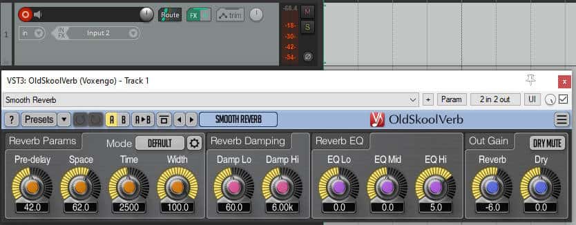 Screenshot of the OldSkoolVerb plugin running inside Reaper