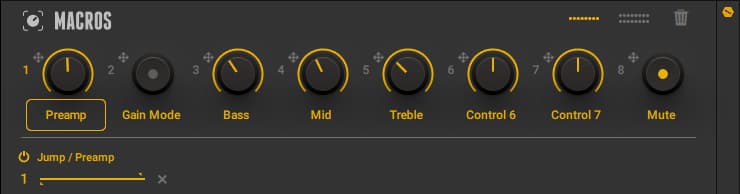 Screenshot of the macros section in Guitar Rig 6