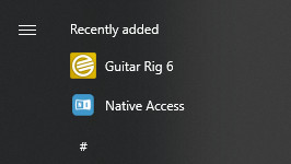 Screenshot of the Guitar Rig 6 Windows Start Menu entry on Windows 10