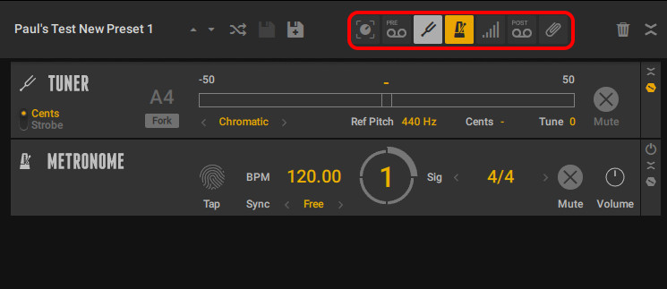 Screenshot of the utility component selection area in Guitar Rig 6