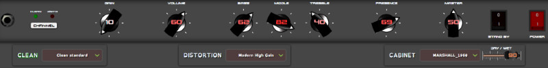 Screenshot of the amp controls in Noise-Box Guitar Amplificator