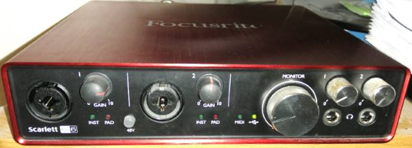 Photo of a Focusrite Scarlett 6i6 audio interface