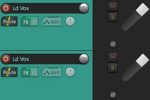 Screenshot of two vocal tracks in Reaper