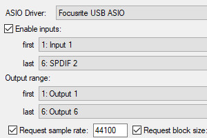 Screenshot of part of the audio device settings dialog in Reaper